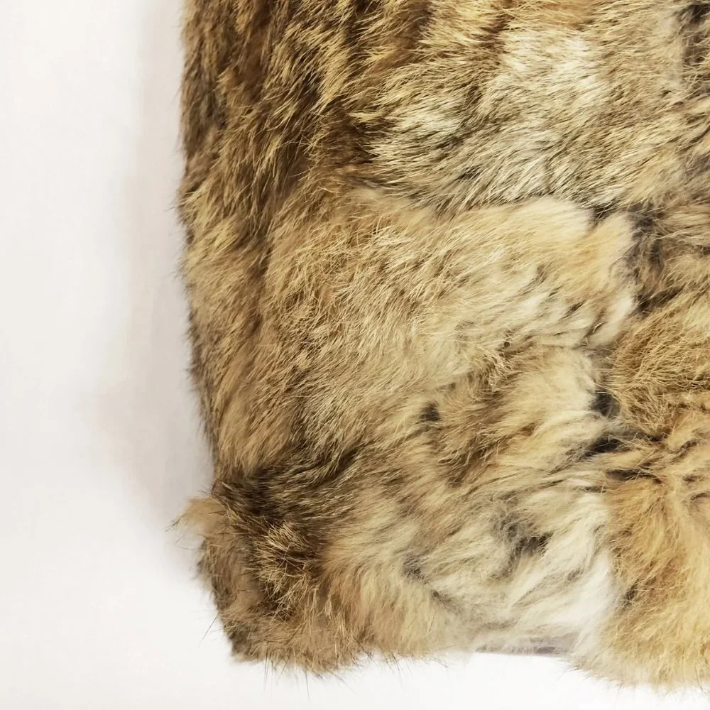 Tory Burch Genuine Rabbit Fur Shoulder Bag Natural Brown Gold Chain Strap